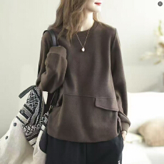 批发爆款圆领纯色通勤百搭<b class='q'>套头卫衣</b>女打底保暖长袖春秋冬气质