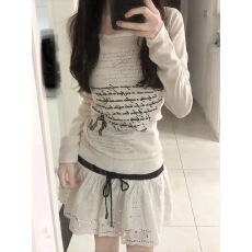 批发纯欲t恤女字母印花<b class='q'>蕾丝</b>辣妹<b class='q'>打底衫</b>上衣