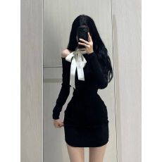 批发原版做法+拉链长袖<b class='q'>连衣裙</b>女秋季性感<b class='q'>露背</b>裙子收腰纯欲风包臀裙