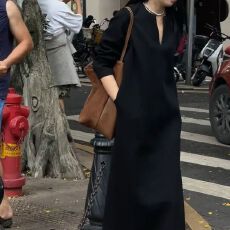 批发<b class='q'>春秋</b>新款高级感气质<b class='q'>连衣裙</b>女胖mm时尚设计感宽松遮肉显瘦长款裙子