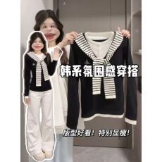 批发德绒<b class='q'>大码</b>女装韩系学院风条纹披肩长袖t恤女秋冬设计感假两件上衣