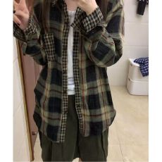 慵懒风格子衬衫女潮牌薄款ins韩系衬衫外套上衣港味宽松百搭衬衣