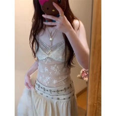 批发原版<b class='q'>蕾丝</b>+内里辣妹性感纯欲<b class='q'>蕾丝</b>V领吊带背心女