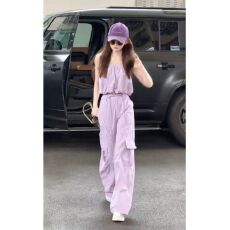 批发夏季辣妹短款吊带<b class='q'>上衣</b>女工<b class='q'>装</b><b class='q'>裤</b>套<b class='q'>装</b>ins潮流甜酷小众两件套爆款