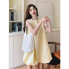 批发法式小个子洋气减龄黄色连衣裙子女夏季2026新款无袖<b class='q'>背心</b>