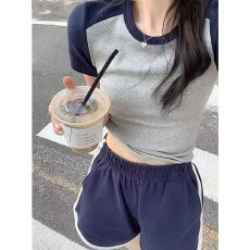 批发运动套装女夏季学生韩版宽松时尚<b class='q'>短袖</b>短裤休闲跑步服两件套
