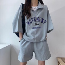 批发休闲<b class='q'>运动服</b>套装女夏季2026新款<b class='q'>短袖</b>短裤校园风可爱少女跑步两件