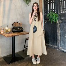 批发慵懒风休闲2026新款爆款宽松气质无袖显瘦背心长裙夏季裙子<b class='q'>连衣裙</b>