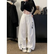 批发美式星星刺绣弯刀裤女春夏学生宽松跳舞<b class='q'>运动</b>休闲裤