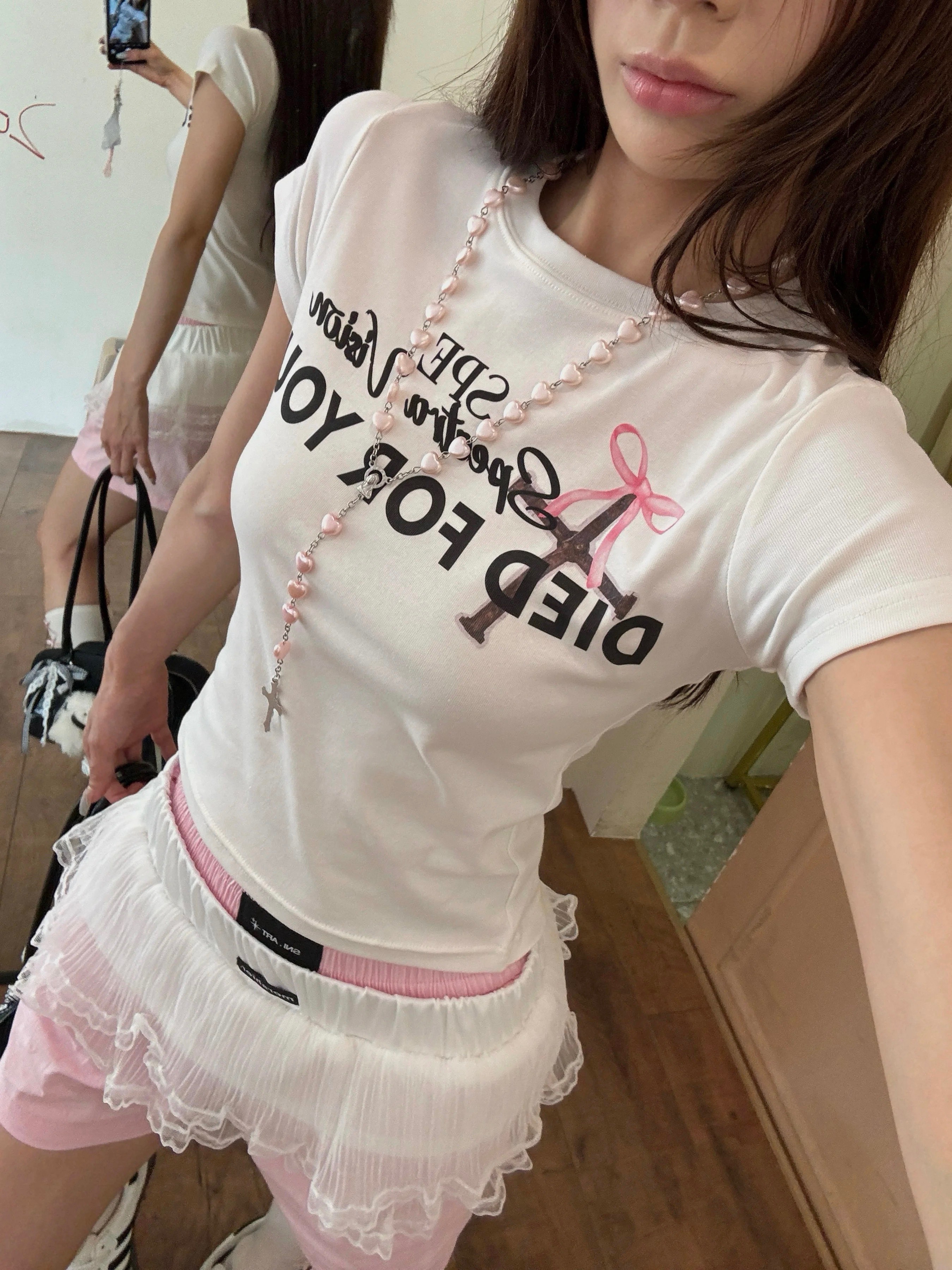 아메리칸 레트로 몸매 가꾸기 슬림해 보이는 알파벳 프린트 반팔 티셔츠 여성 여름 새로운 긍정적 인 어깨 조수 브랜드 핫걸 맨위 ins