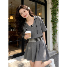 批发韩系<b class='q'>时尚</b>减龄<b class='q'>运动服</b>套装女夏季学生宽松假两件短袖短裙休闲两件套