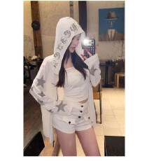 批发烫钻宝剑拉链头仿雪花棉美式新款开衫上衣休闲风百搭白色防晒衣女