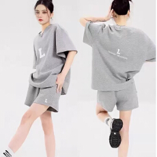 批发夏装搭配一整套休闲运动套装<b class='q'>女</b>夏季宽松显瘦短袖<b class='q'>短裤</b>跑步运动套装