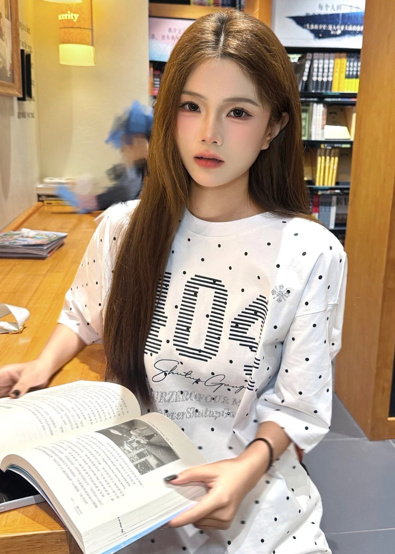원본 핫픽스 프린트 순면 230 크 빗질하다 닫기 반팔 티셔츠 여성