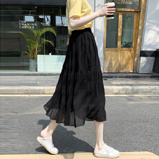 批发百褶<b class='q'>半身裙</b>女夏季2026新款小个子休闲松紧高腰显瘦垂感a字中长裙