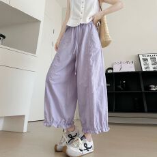 批发【立体内包边】  木耳边花<b class='q'>九分</b>灯笼裤休闲宽松阔腿裤女