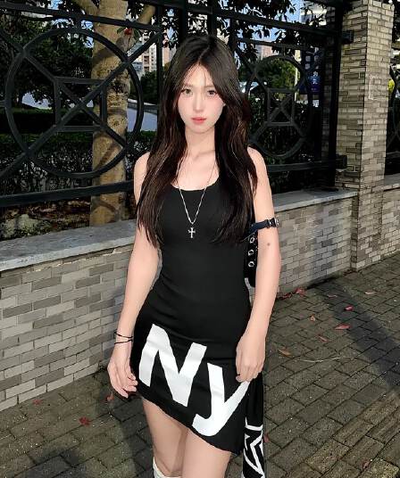 블루 자매 shop 아메리칸 알파벳 프린트 핫걸 조끼 스커트 여름 레트로 몸매 가꾸기 타이트 스커트 불규칙 리본 치마