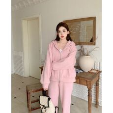 批发2026韩系秋新款运动套装女<b class='q'>时尚</b>洋气宽松连帽卫衣阔腿裤两件套
