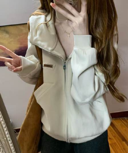 얇은 스타일 인사이드 펌프 이후 패키지 칼라 순수한 Mianhua 면 칫솔질 복합 후드티 여성