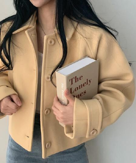부드러운 바람 양면 양모 모직 쇼트 스타일 맨위 가을 겨울 새로운 품격 루즈핏 디스플레이 흰 머리카락 외부 여성 세트
