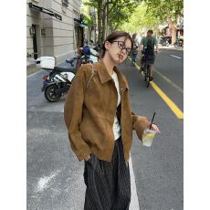批发复古<b class='q'>机车</b>夹克外套翻领宽松休闲上衣女2026年秋季新款韩系百搭<b class='q'>皮衣</b>