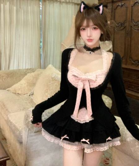 와 사고 방식 순수한 욕망 가을 몸매 가꾸기 슬림해 보이는 달콤한 매운맛 행침 목 슬립 오픈 가디건 맨위 반신 치마 세트 여성