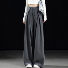 批发<b class='q'>高腰</b>休闲裤2026秋装新款女装通勤时尚蕾丝拼接长款垂感阔腿裤