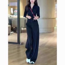 批发休闲<b class='q'>运动</b>套装女2026春季新款<b class='q'>时尚</b>气质跑步修身显瘦黑色两件套爆款