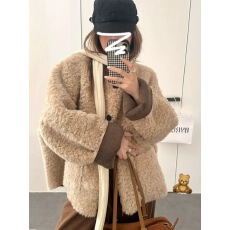 批发2026冬圆领羊羔毛外套女短款加厚羊羔绒<b class='q'>皮毛</b><b class='q'>一体</b>宽松皮草毛毛上衣
