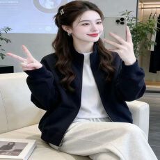 拉链开衫立领卫衣外套女春秋季新款爆款宽松慵懒风长袖上衣棒球服