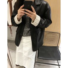 批发高级感中长款风衣流行宽松<b class='q'>女装</b>黑色<b class='q'>皮衣</b>外套女春秋超好看必备上衣