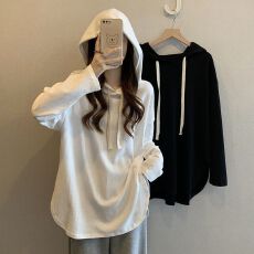 批发6535棉胖mm大码女装连帽<b class='q'>长袖</b>T恤<b class='q'>打底衫</b>上衣