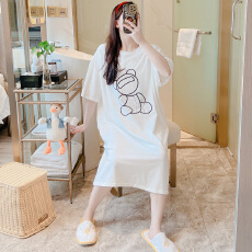 批发仿棉<b class='q'>牛奶</b><b class='q'>丝</b>#夏季新款长款过膝森系<b class='q'>连衣裙</b>女大码宽松休闲懒人睡裙