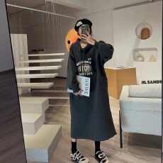 批发<b class='q'>牛奶</b><b class='q'>丝</b>复合贝贝绒有口袋秋冬季特大码加绒连帽卫衣裙休闲<b class='q'>连衣裙</b>女