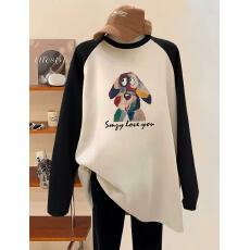 批发螺纹德绒1X1#230克#春秋季保暖德绒长袖宽松长袖上衣拼接<b class='q'>打底衫</b>