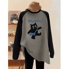 批发螺纹德绒1X1#230克#春秋季保暖德绒长袖宽松长袖上衣拼接<b class='q'>打底衫</b>