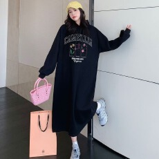 批发<b class='q'>牛奶</b><b class='q'>丝</b>复合贝贝绒330克口袋冬季加绒韩版卫衣长裙开叉连帽<b class='q'>连衣裙</b>