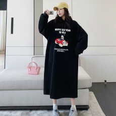 批发<b class='q'>牛奶</b><b class='q'>丝</b>复合贝贝绒有口袋秋冬季特大码加绒连帽卫衣裙休闲<b class='q'>连衣裙</b>女