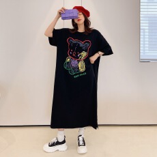 批发仿棉牛奶丝夏季韩版韩国大码长款连衣裙胖mm宽松过膝睡裙专供<b class='q'>外贸</b>