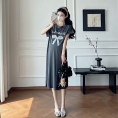 批发实拍#仿棉<b class='q'>牛奶</b><b class='q'>丝</b>#有口袋#<b class='q'>连衣裙</b>夏季大码宽松过膝长款居家懒人裙