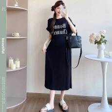 批发仿棉牛奶丝# 有口袋#<b class='q'>连衣裙</b>夏季<b class='q'>大码</b><b class='q'>女</b>装宽松过膝长款居家懒人裙