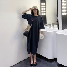 批发仿棉<b class='q'>牛奶</b><b class='q'>丝</b>#大码女装<b class='q'>连衣裙</b>春夏秋季宽松过膝百搭外穿长款懒人裙