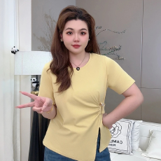 批发40支棉【92棉8氨纶】200斤大码<b class='q'>女装</b>胖MM夏季新款圆领短袖T恤上衣