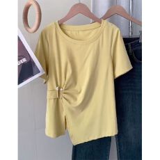 批发40支棉【92棉8氨纶】200斤大码<b class='q'>女装</b>胖MM夏季新款圆领短袖T恤上衣