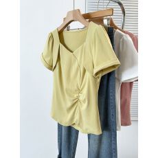 批发40支棉 92棉8氨纶 200斤大码<b class='q'>女装</b>胖MM夏季新款设计感短袖T恤上衣