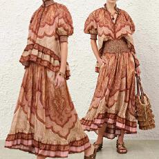 批发2026度假泳衣新款<b class='q'>真丝</b>荷叶边女士衬衫套装<b class='q'>裙</b>