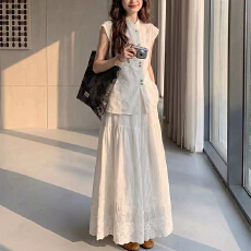 批发新中式国风有里布无袖刺绣女夏2026新款高级感气质显瘦马甲衬衫