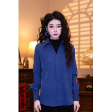 批发蒋肉肉海的那边港味复古气质设计感<b class='q'>假两件</b>长袖上衣