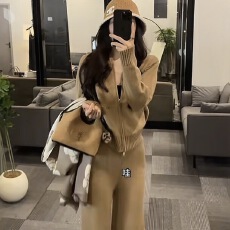 批发气质针织毛衣长裤女装2025冬季新款百搭显瘦洋气套装