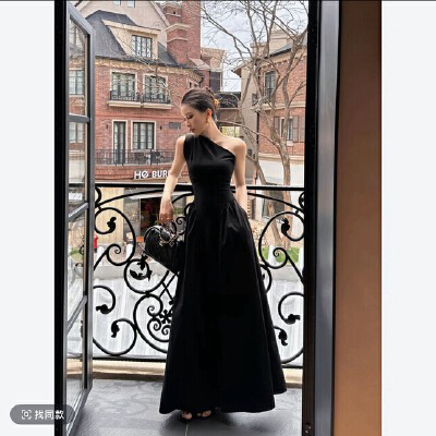 jijinqi 패션 여름 몸매 가꾸기 품격 빛 럭셔리 이슬 왼쪽 어깨 디자인 센스 드레스 je03lzxl1363